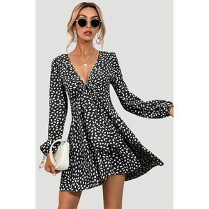 Olivier Goureau Front Tie Balloon Sleeve Flowy Women's Dress XS